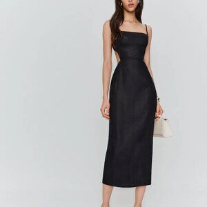 Reformation Asher Linen Dress Black - Size 2